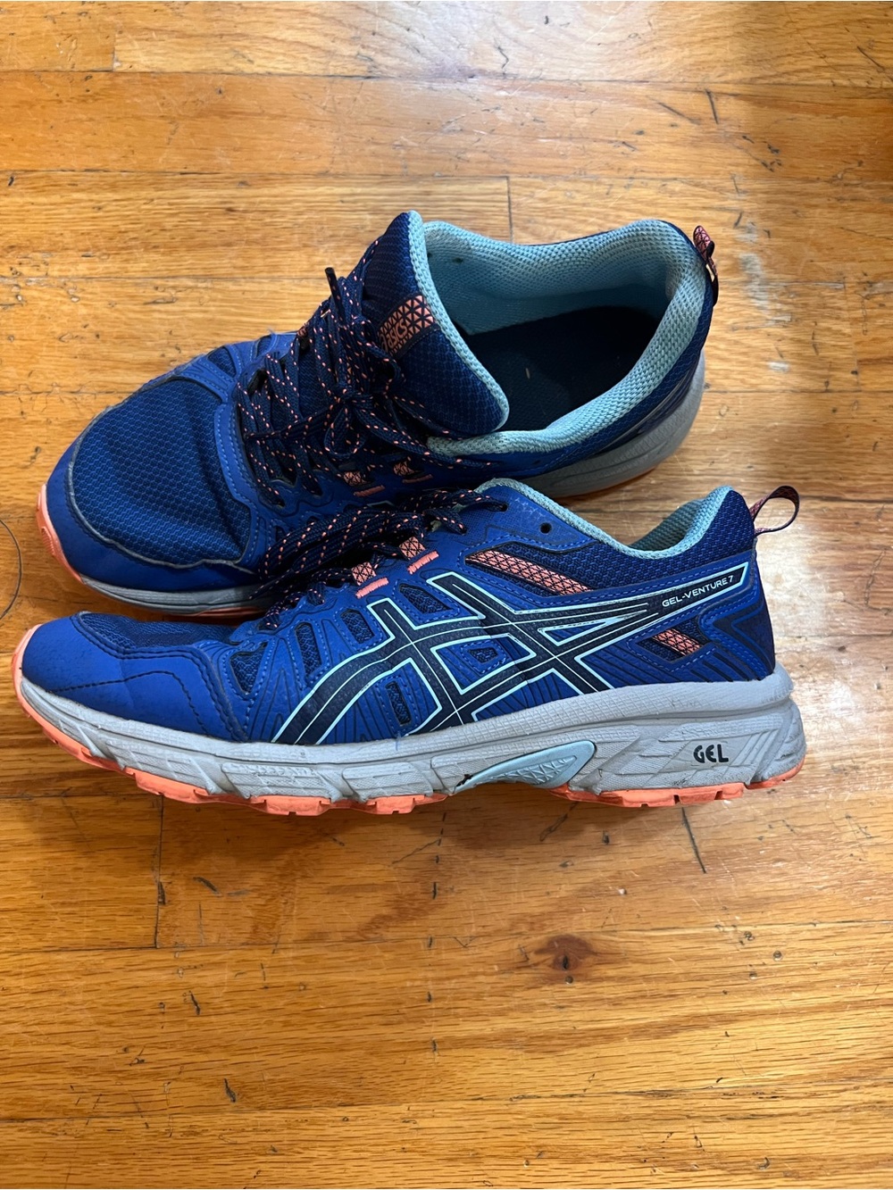 Asics Blue and Coral Women's Athletic Running Shoes